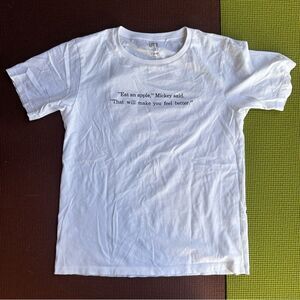 Disney White Short Sleeve Tee Minimalist Design “Eat an Apple” Disney shirt